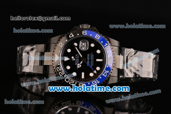 Rolex GMT Master Pro Hunter Asia 2813 Automatic Full PVD with Black/Blue Bezel and White Markers (BP) - Click Image to Close